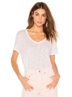 ATM Anthony Thomas Melillo Boyfriend White V-Neck Slub Knit Tee 💙NWT💙